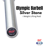 Olympic Weightlifting/Power Lifting Barbell 7.2 Feet, Grip 28 mm Gun Metal Bush, Net Weight 20 kg. Load Capacity 816 kg., Spring Steel.