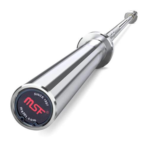 Olympic Weightlifting/Power Lifting Barbell 7.2 Feet, Grip 28 mm Gun Metal Bush, Net Weight 20 kg. Load Capacity 816 kg., Spring Steel.